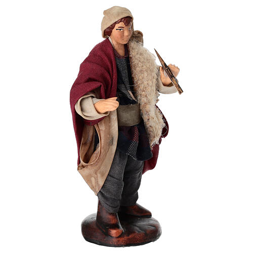 Joueur de flûte en terre cuite 14 cm crèche napolitaine 3