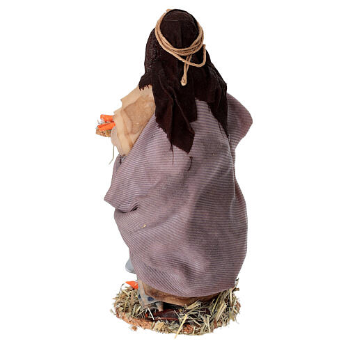 Kobieta z królikiem i marchewkami - figurka z terakoty, szopka neapolitańska 14 cm 4