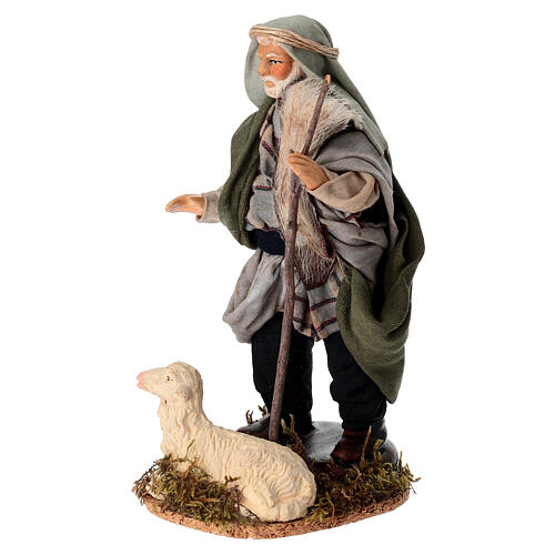 Schäfer mit Schaf – für 14 cm Krippe, Terrakotta, neapolitanischer Stil 3