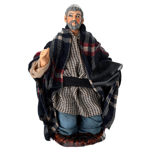 Żebrak klęczący - figurka z terakoty, szopka neapolitańska 14 cm 1