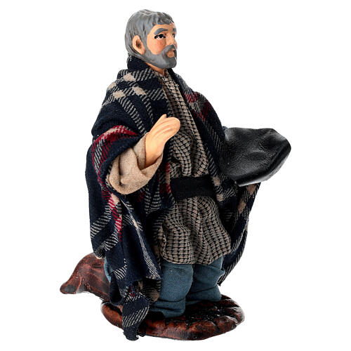 Żebrak klęczący - figurka z terakoty, szopka neapolitańska 14 cm 2