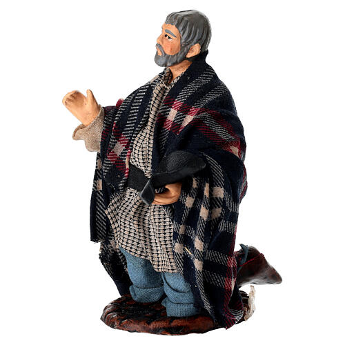 Żebrak klęczący - figurka z terakoty, szopka neapolitańska 14 cm 3