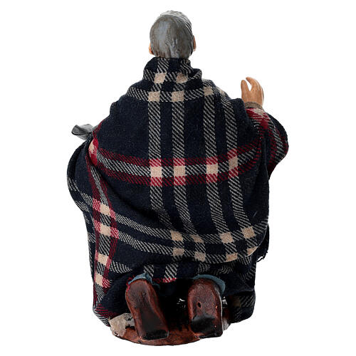 Żebrak klęczący - figurka z terakoty, szopka neapolitańska 14 cm 4