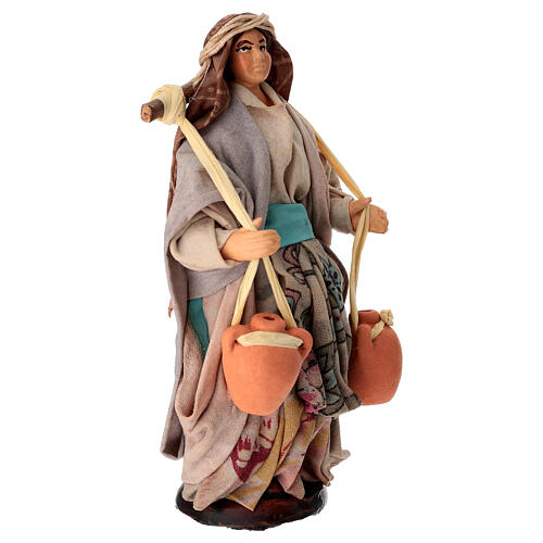Niosąca wodę z amforami - figurka z terakoty, szopka neapolitańska 14 cm 3
