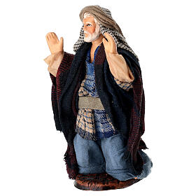 Homme émerveillé à genoux en terre cuite 14 cm crèche napolitaine