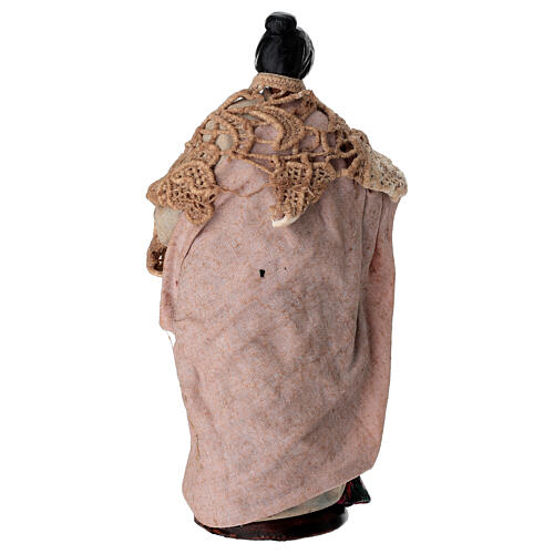 Woman with child in her arms for 14 cm terracotta Neapolitan Nativity Scene 4