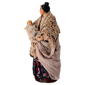 Donna con bambino in braccio terracotta 14 cm presepe napoletano