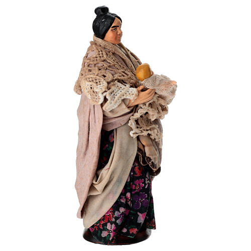Woman with child in her arms Neapolitan Nativity Scene 14 cm terracotta 3