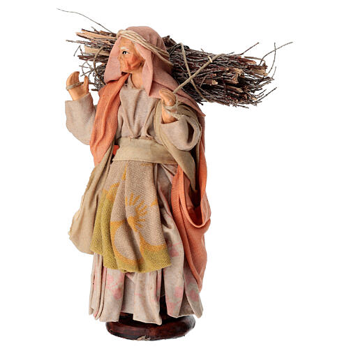 Holzfällerin mit Ästen – für 14 cm Krippe, Terrakotta, neapolitanischer Stil 3
