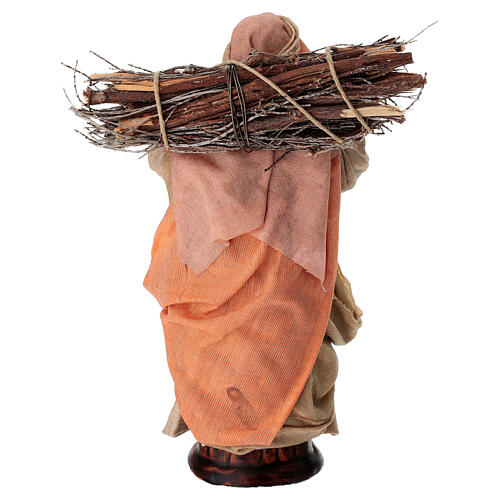 Woodcutter with wood for 14 cm terracotta Neapolitan Nativity Scene 4