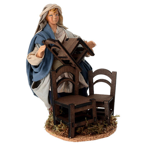 Naprawiający krzesła - figurka z terakoty, szopka neapolitańska 14 cm 3
