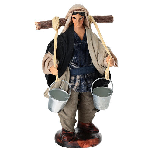 Terracotta water carrier with metal buckets for 14 cm Neapolitan Nativity Scene 1