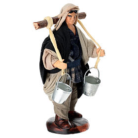 Terracotta Water Carrier Figurine with Buckets, 14 cm Neapolitan Nativity