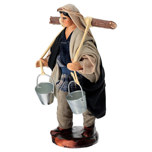 Terracotta Water Carrier Figurine with Buckets, 14 cm Neapolitan Nativity 3