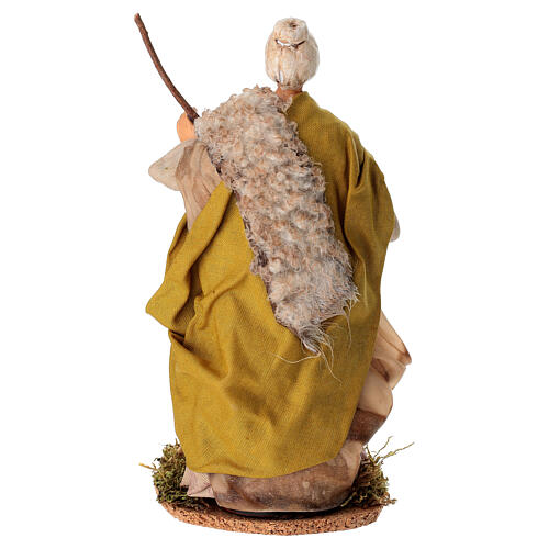 Velhinha com ovelha em terracota 14 cm presépio napolitano 4