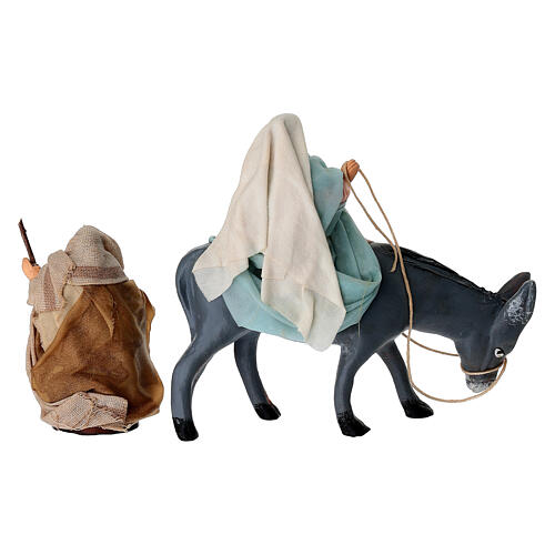 Flight into Egypt, terracotta, 6 cm Neapolitan Nativity Scene 4