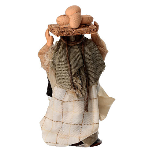 Man with egg basket on his head for 6 cm terracotta Neapolitan Nativity Scene 4