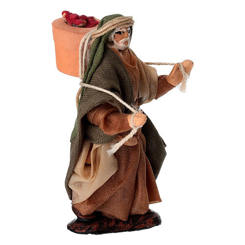 Homme avec panier de fruits en terre cuite 6 cm crèche napolitaine 2