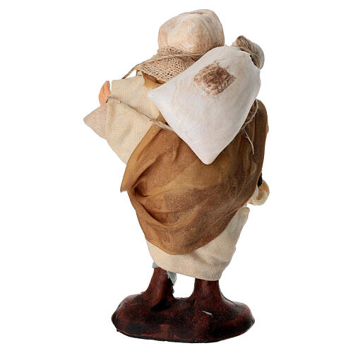 Mężczyzna z workiem na ramionach - figurka z terakoty, szopka neapolitańska 10 cm 4