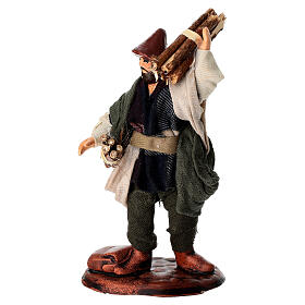 Uomo con ceppi di legna 10 cm terracotta presepe napoletano