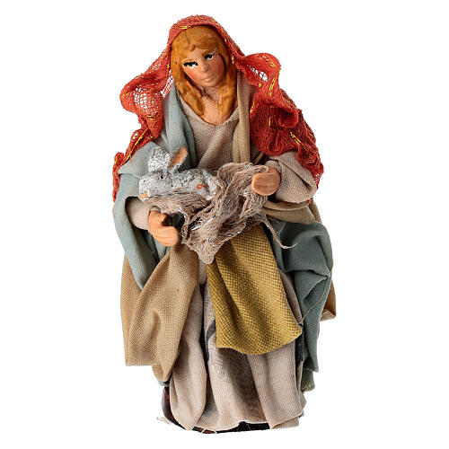 Mujer con conejo terracota 10 cm belén napolitano 1
