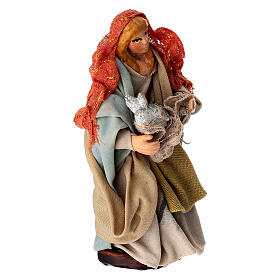 Donna con coniglio terracotta 10 cm presepe napoletano