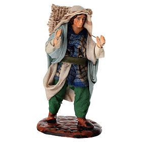 Uomo con sacco di iuta terracotta 10 cm presepe napoletano