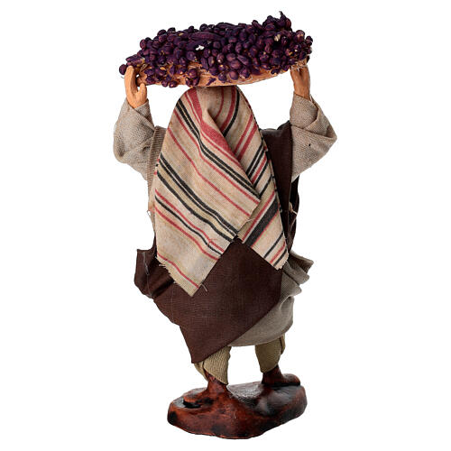 Homme avec panier de raisins sur la tête terre cuite 10 cm crèche napolitaine 4