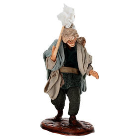 Uomo con sacco ed asta terracotta 10 cm presepe napoletano