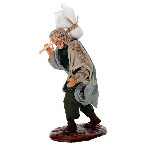 Mężczyzna z workiem i kijem - figurka do szopki neapolitańskiej 10 cm, terakota 2