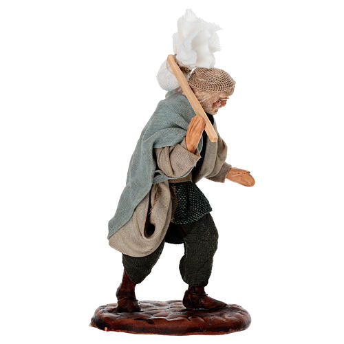Mężczyzna z workiem i kijem - figurka do szopki neapolitańskiej 10 cm, terakota 3