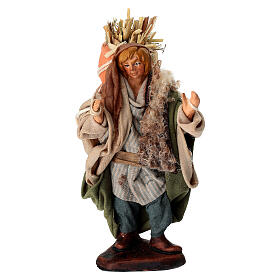 Uomo con fieno in spalla terracotta 10 cm presepe napoletano