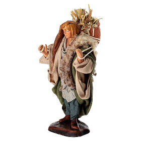 Uomo con fieno in spalla terracotta 10 cm presepe napoletano