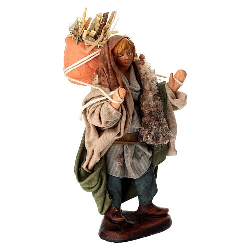 Mężczyzna z sianem na plecach - figurka do szopki neapolitańskiej 10 cm, terakota 3