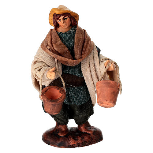 Man with buckets, terracotta, 10 cm Neapolitan Nativity Scene 1