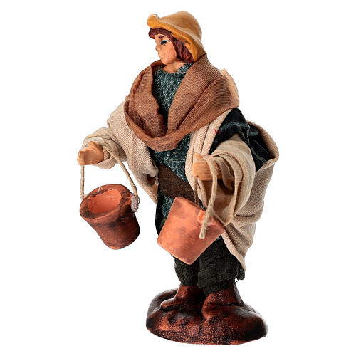 Mężczyzna z wiadrami - figurka z terakoty, szopka neapolitańska 10 cm 2