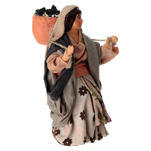 Mulher com carvões 10 cm presépio napolitano em terracota 3