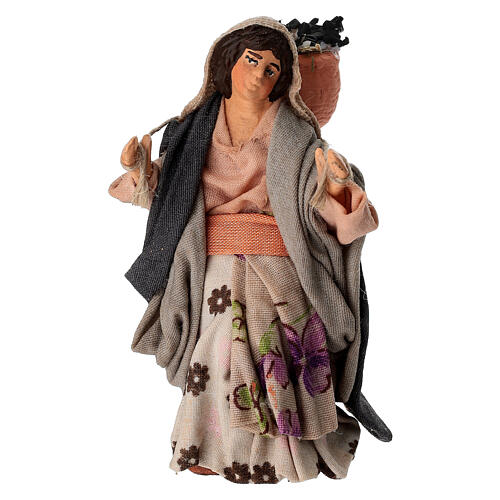 Woman with basket of coals terracotta, Neapolitan Nativity 10 cm 1
