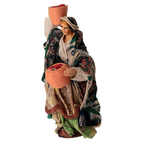 Woman with apple basket, terracotta, 10 cm Neapolitan Nativity Scene 2