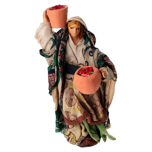 Kobieta z koszami jabłek - figurka z terakoty, szopka neapolitańska 10 cm 1
