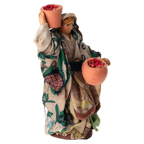 Kobieta z koszami jabłek - figurka z terakoty, szopka neapolitańska 10 cm 3