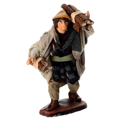 Giovane con rami di legno 10 cm terracotta presepe napoletano 1