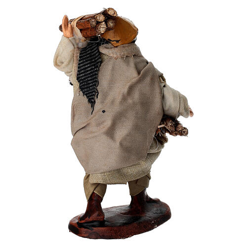 Giovane con rami di legno 10 cm terracotta presepe napoletano 4