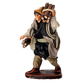 Jovem com galhos de madeira 10 cm terracota presépio napolitano