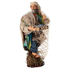 Pescatore con rete terracotta 15 cm presepe napoletano