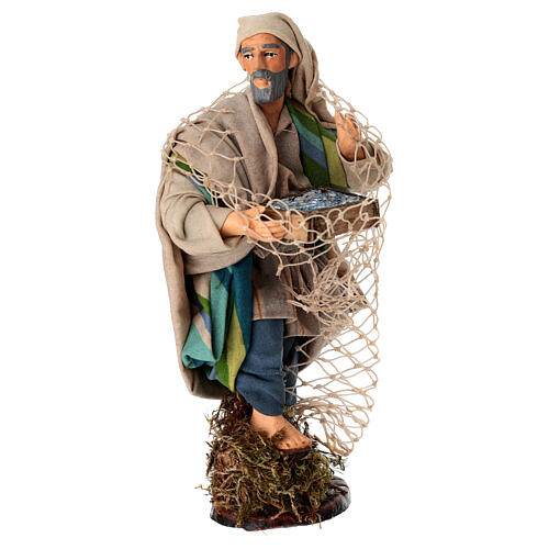 Pescatore con rete terracotta 15 cm presepe napoletano 1
