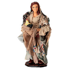 Paysanne avec poule terre cuite 15 cm crèche napolitaine