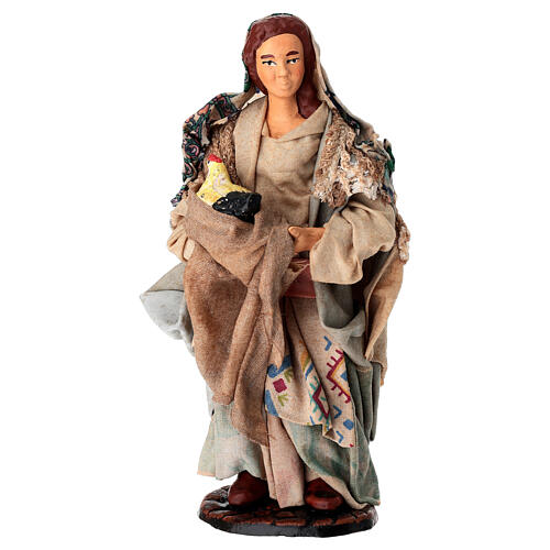Paysanne avec poule terre cuite 15 cm crèche napolitaine 1