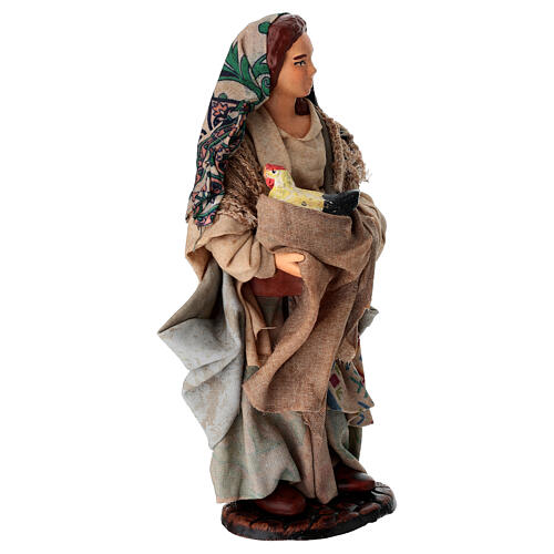 Rolniczka z kurą - figurka z terakoty, szopka neapolitańska 15 cm 3