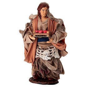 Contadina con cesto di mele terracotta 15 cm presepe napoletano